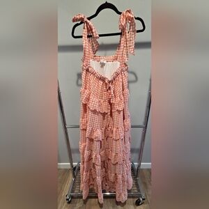 NWOT Mable Gingham Rhea Kang Kand Sleeveless Tiered Midi Dress ML